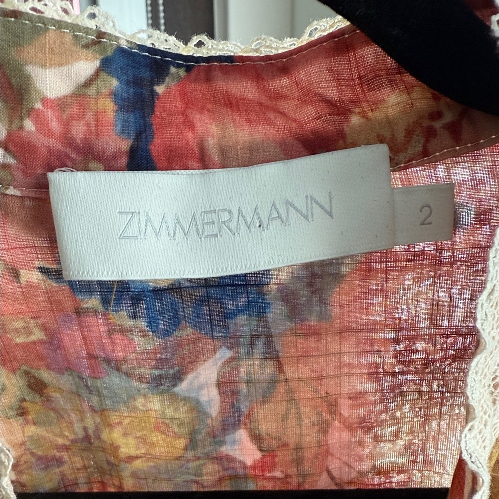 Zimmermann Pink and Blue Floral Mini Dress - Picture 2 of 4